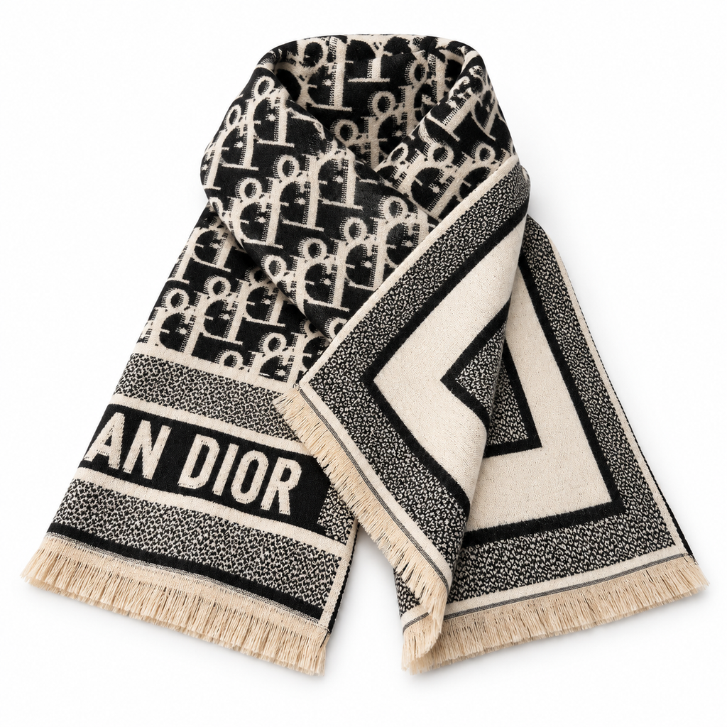 Dior Style Geometric Monogram Scarf