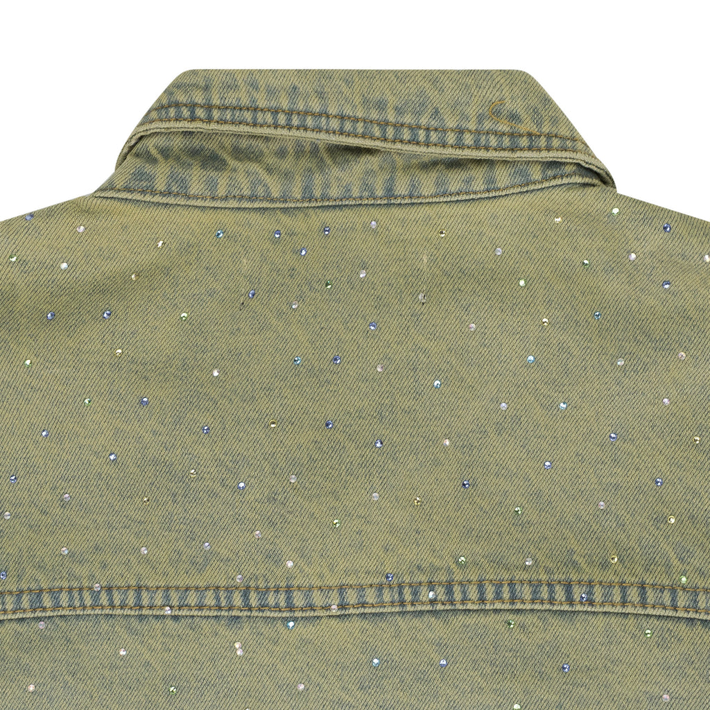 BLUE UNFURLED CROPPED DENIM JACKET