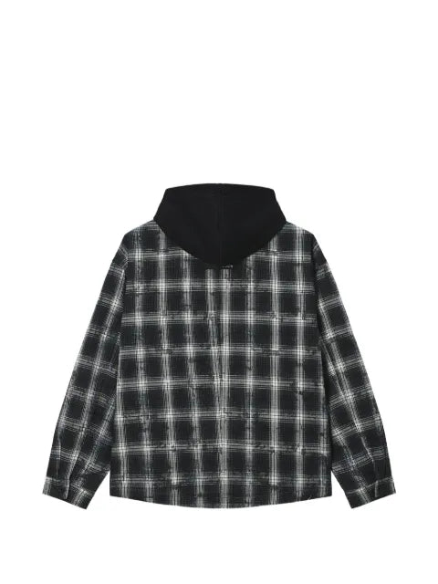 FIVE CM check hooded jacket