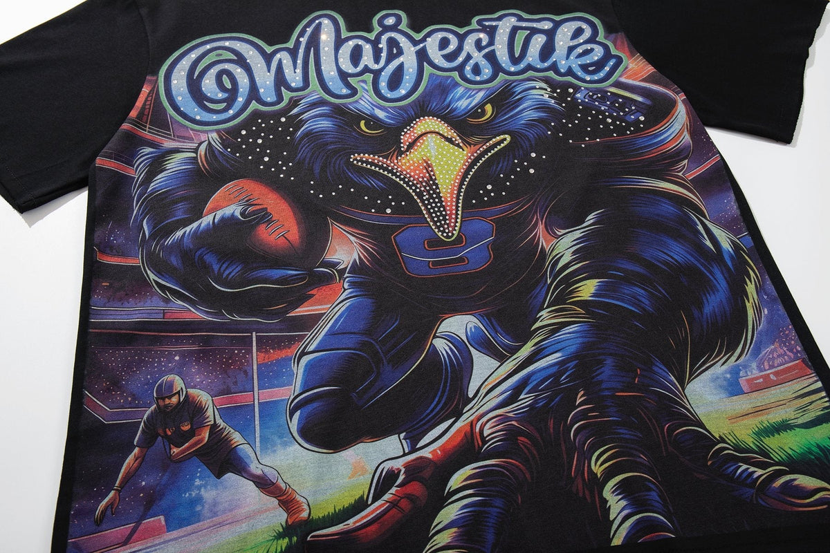 MAJESTIK Distressed Rhinestone Graphic T-Shirt