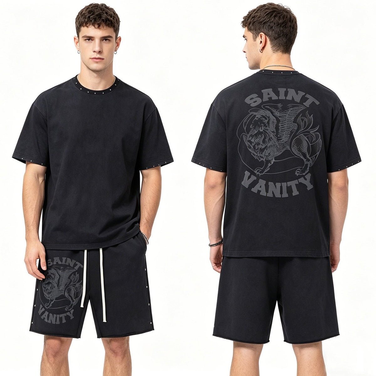 SAINT Vanity Lion Graphic Short-Sleeve Set