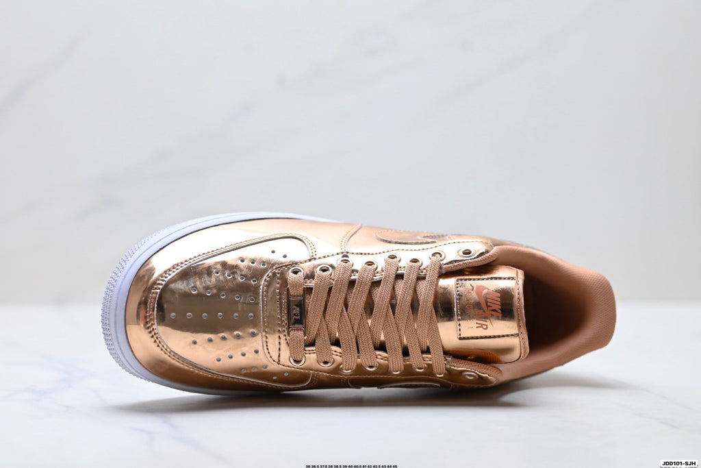 Nike Air Force 1 Low Rose Gold Metallic Unisex Sneakers Style 17