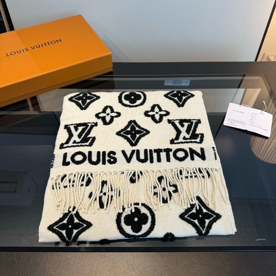 Louis Vuitton Fringed Monogram-Style Scarf